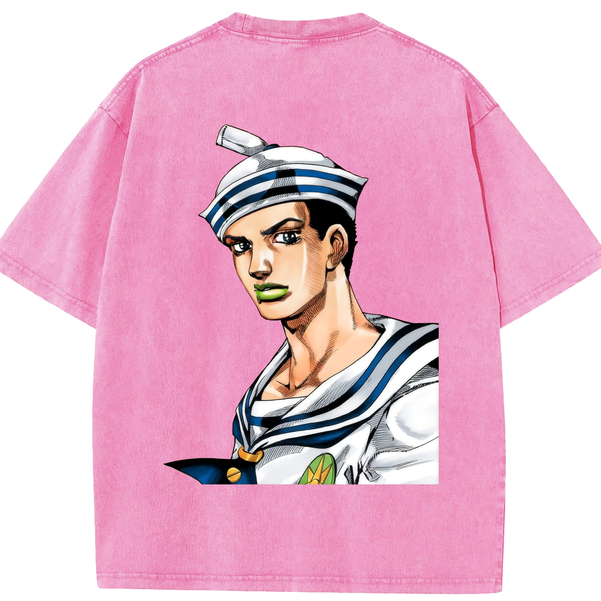（画像用） ジョジョの奇妙な冒険 東方定助 JoJo's Bizarre Adventure Higashikata Josuke 綿100% ヴィンテージ風 半袖Tシャツ（背面プリント）